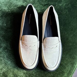 BRAND NEW Reformation Agathea Ivory Croc-Embossed Loafers